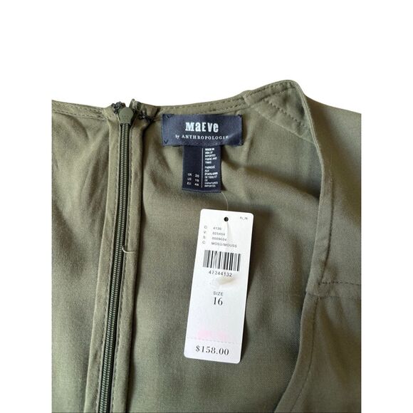 NEW Maeve Anthropologie Rayna faux Wrap Dress size 16 Olive Green - Picture 4 of 8